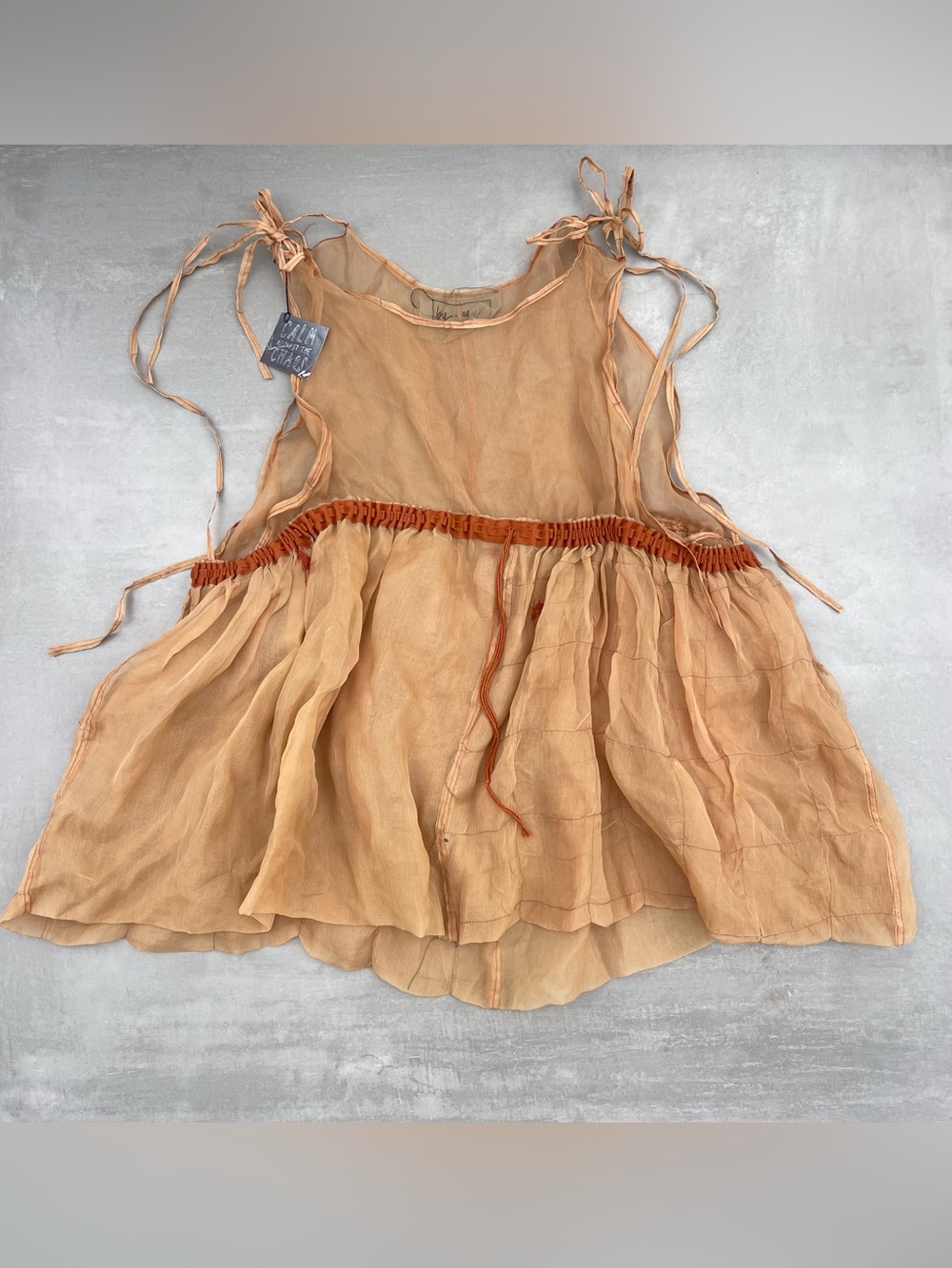 Calm Amongst The Chaos vita puffball peach 100% silk organza dress